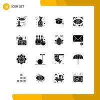 Pictogram Set of 16 Simple Solid Glyphs of time investment education budget estimate private Editable Vector Design Elements