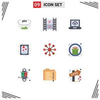 User Interface Pack of 9 Basic Flat Colors of gift organization arrow finance valentines Editable Vector Design Elements