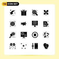 Set of 16 Modern UI Icons Symbols Signs for infrastructure globe customize plaster bandage Editable Vector Design Elements