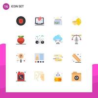 conjunto de 16 iconos de interfaz de usuario modernos símbolos signos para crema de fruta de nabo verano limón paquete editable de elementos creativos de diseño de vectores