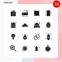 Set of 16 Modern UI Icons Symbols Signs for landscape list crop clipboard refrigerator Editable Vector Design Elements