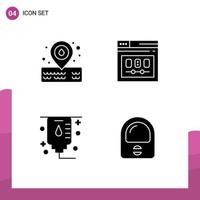 Set of 4 Modern UI Icons Symbols Signs for placeholder hospital browser web astronaut Editable Vector Design Elements