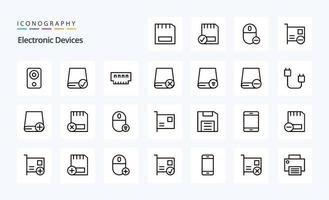 paquete de iconos de línea de 25 dispositivos vector