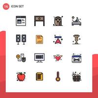Set of 16 Modern UI Icons Symbols Signs for table massage interior study night Editable Creative Vector Design Elements