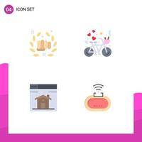 4 concepto de icono plano para sitios web móviles y aplicaciones boxeo amor mano pareja hogar elementos de diseño vectorial editables vector