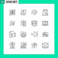 conjunto de 16 iconos modernos de la interfaz de usuario signos de símbolos para el paquete de flecha de compra posterior y elementos de diseño vectorial editables vector