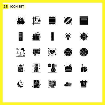 Pack of 25 Modern Solid Glyphs Signs and Symbols for Web Print Media such as plus add formula drink bean Editable Vector Design Elements