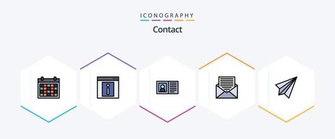 póngase en contacto con el paquete de iconos de 25 líneas completas que incluye correo electrónico. comunicación. web. información. Contáctenos vector