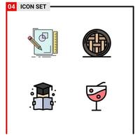 Set of 4 Modern UI Icons Symbols Signs for sketch thanksgiving draw food bookmark Editable Vector Design Elements