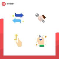 4 Thematic Vector Flat Icons and Editable Symbols of arrows finger right fix hand Editable Vector Design Elements