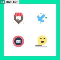 Group of 4 Modern Flat Icons Set for location stamps arrow mail chat Editable Vector Design Elements