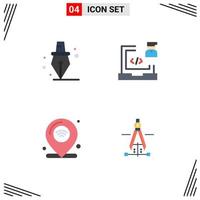 Pack of 4 creative Flat Icons of education internet coding laptop iot Editable Vector Design Elements