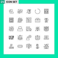 Set of 25 Modern UI Icons Symbols Signs for clockwise success business mind head Editable Vector Design Elements