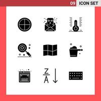 Solid Glyph Pack of 9 Universal Symbols of location hospital email healthcare medical Editable Vector Design Elements