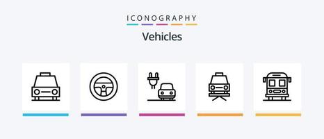 paquete de iconos de la línea 5 de vehículos que incluye. vehículos seguridad. auto. diseño de iconos creativos vector