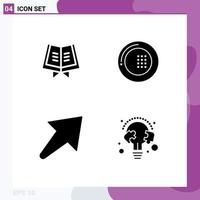 Set of 4 Modern UI Icons Symbols Signs for book right cooking meal education Editable Vector Design Elements