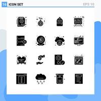 Pack of 16 creative Solid Glyphs of transport smart growth public read Editable Vector Design Elements