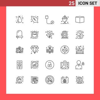 25 Universal Line Signs Symbols of box summer computers ice cream hardware Editable Vector Design Elements