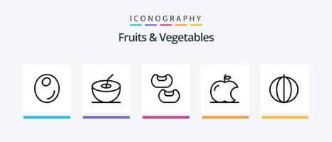 paquete de iconos de la línea 5 de frutas y verduras que incluye limón. Fruta. vegetal. manzana. frutas diseño de iconos creativos vector