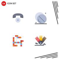 4 User Interface Flat Icon Pack of modern Signs and Symbols of telephone game drug medical card Editable Vector Design Elements