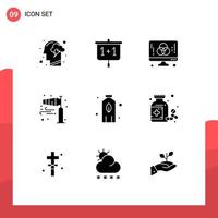 9 Thematic Vector Solid Glyphs and Editable Symbols of pole wind direction school air graphic Editable Vector Design Elements