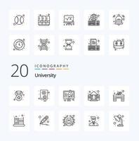 20 University Line icon Pack like study university experiment school building vector