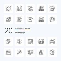 20 University Line icon Pack like study university experiment school building vector