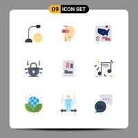 Universal Icon Symbols Group of 9 Modern Flat Colors of mobile network mental internet map Editable Vector Design Elements