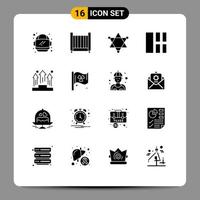 Pack of 16 Modern Solid Glyphs Signs and Symbols for Web Print Media such as people businessmen science business interface Editable Vector Design Elements