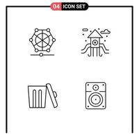 Stock Vector Icon Pack of 4 Line Signs and Symbols for machine garbage data play ground speaker Editable Vector Design Elements