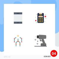 4 concepto de icono plano para sitios web, dispositivos móviles y aplicaciones, construcción de acción de tarjeta humana, elementos de diseño vectorial editables vector