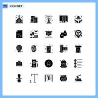 Set of 25 Commercial Solid Glyphs pack for protection lab ecology fab build Editable Vector Design Elements