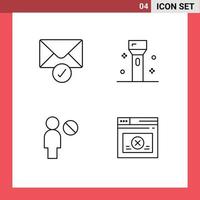 Set of 4 Modern UI Icons Symbols Signs for mail block devices products page Editable Vector Design Elements