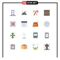 Universal Icon Symbols Group of 16 Modern Flat Colors of interior drawer pyramid cabinet food Editable Pack of Creative Vector Design Elements