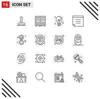 Modern Set of 16 Outlines and symbols such as text light library idea creative Editable Vector Design Elements