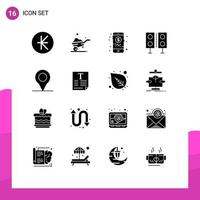 16 Thematic Vector Solid Glyphs and Editable Symbols of file location investment technology products Editable Vector Design Elements