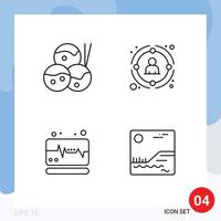 Group of 4 Filledline Flat Colors Signs and Symbols for food monitor link people image Editable Vector Design Elements