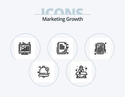 Marketing Growth Line Icon Pack 5 Icon Design. presentation. alarm. coins. notification. alert vector