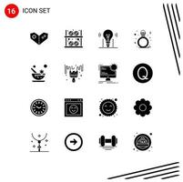 Universal Icon Symbols Group of 16 Modern Solid Glyphs of aromatic ring idea present science Editable Vector Design Elements