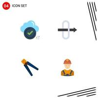 Group of 4 Modern Flat Icons Set for ok construction cloud traffic tool Editable Vector Design Elements