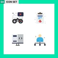 Pack of 4 Modern Flat Icons Signs and Symbols for Web Print Media such as controller computer video game lotus development Editable Vector Design Elements