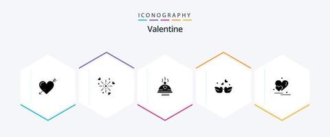 paquete de iconos de 25 glifos de san valentín que incluye la cena. día. amar. san valentin amar vector