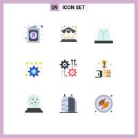 Stock Vector Icon Pack of 9 Line Signs and Symbols for cog setting bell settings favorite Editable Vector Design Elements