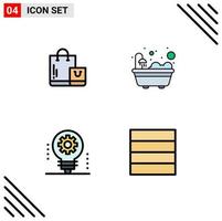 Stock Vector Icon Pack of 4 Line Signs and Symbols for bag electronics shop shower robotics Editable Vector Design Elements