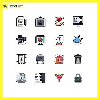 Stock Vector Icon Pack of 16 Line Signs and Symbols for programming develop picture computer heart Editable Creative Vector Design Elements