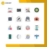 Flat Color Pack of 16 Universal Symbols of power payments id money winner Editable Pack of Creative Vector Design Elements