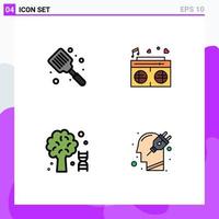 4 Thematic Vector Filledline Flat Colors and Editable Symbols of baked knowledge flipper love science Editable Vector Design Elements