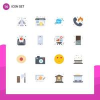 16 User Interface Flat Color Pack of modern Signs and Symbols of subscription email planet hotline fire Editable Pack of Creative Vector Design Elements