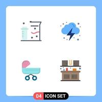 4 Thematic Vector Flat Icons and Editable Symbols of chemistry baby science power push Editable Vector Design Elements