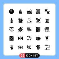 25 Universal Solid Glyph Signs Symbols of space connection barn bound rack mount Editable Vector Design Elements
